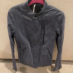 Gorgeous Free People Navy Blue Suede Jacket size 10